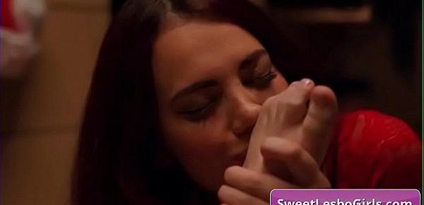 Naughty teen lesbian girls Elexis Monroe, Brandi Love getting kinky on Christmas